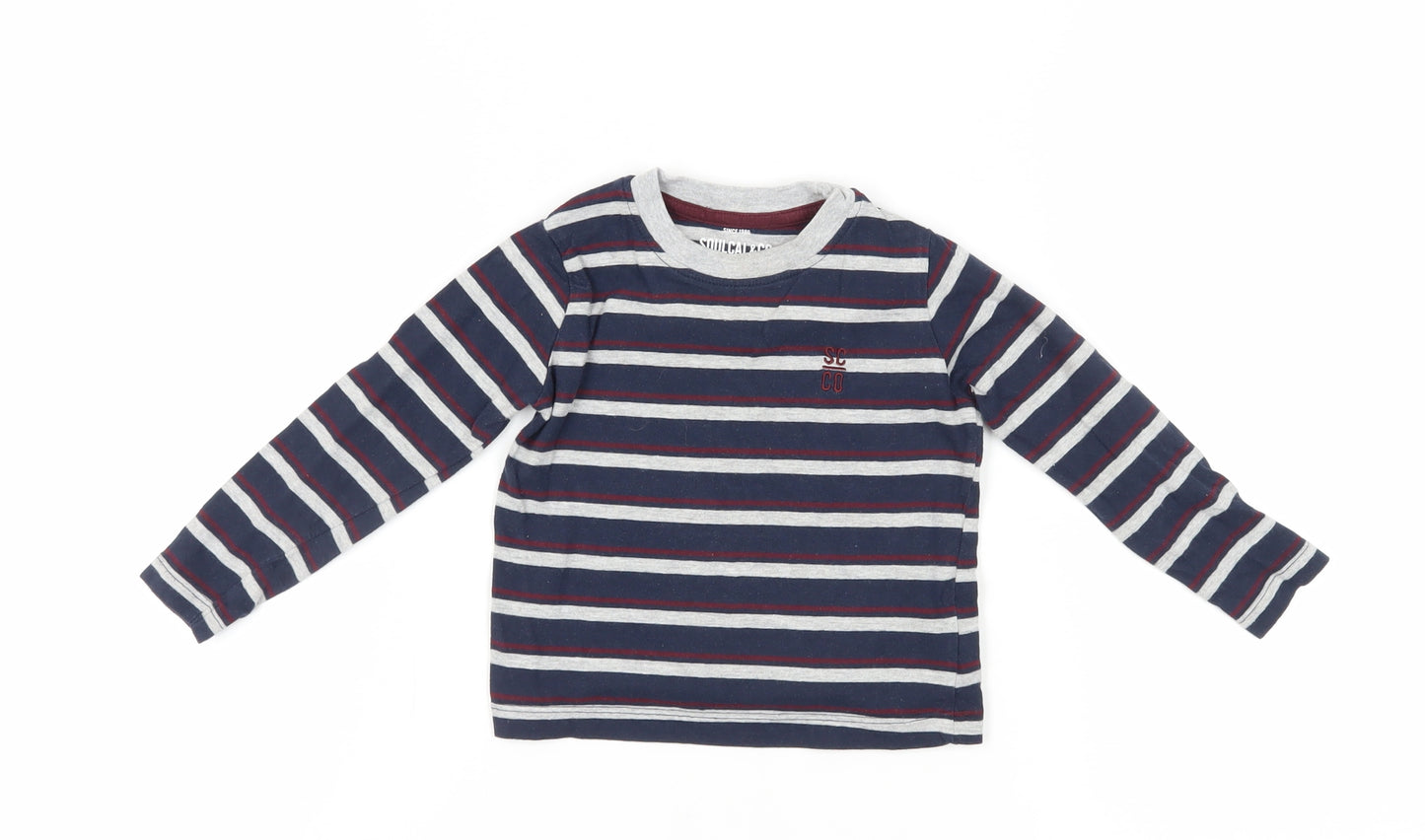 SoulCal & Co Boys Blue Striped Long Sleeve T-Shirt 2-3 Years