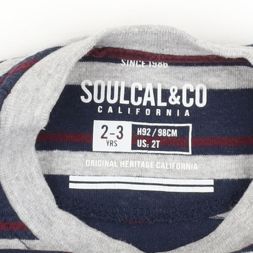 SoulCal & Co Boys Blue Striped Long Sleeve T-Shirt 2-3 Years
