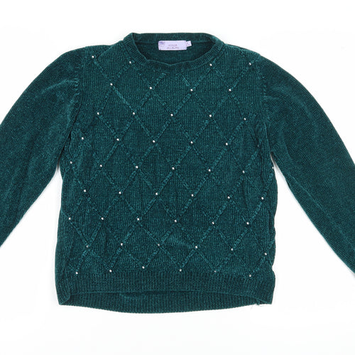 Honor Millburn Women's Green Beaded Pullover Jumper S