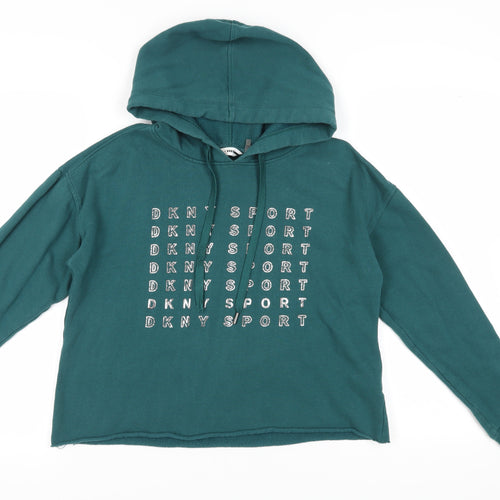 DKNY Women's Green Hoodie with Logo, Size S
