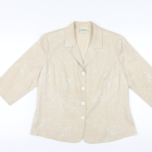 Eastex Beige Women's Blazer, Size 14, Floral Pattern