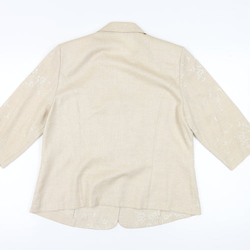Eastex Beige Women's Blazer, Size 14, Floral Pattern