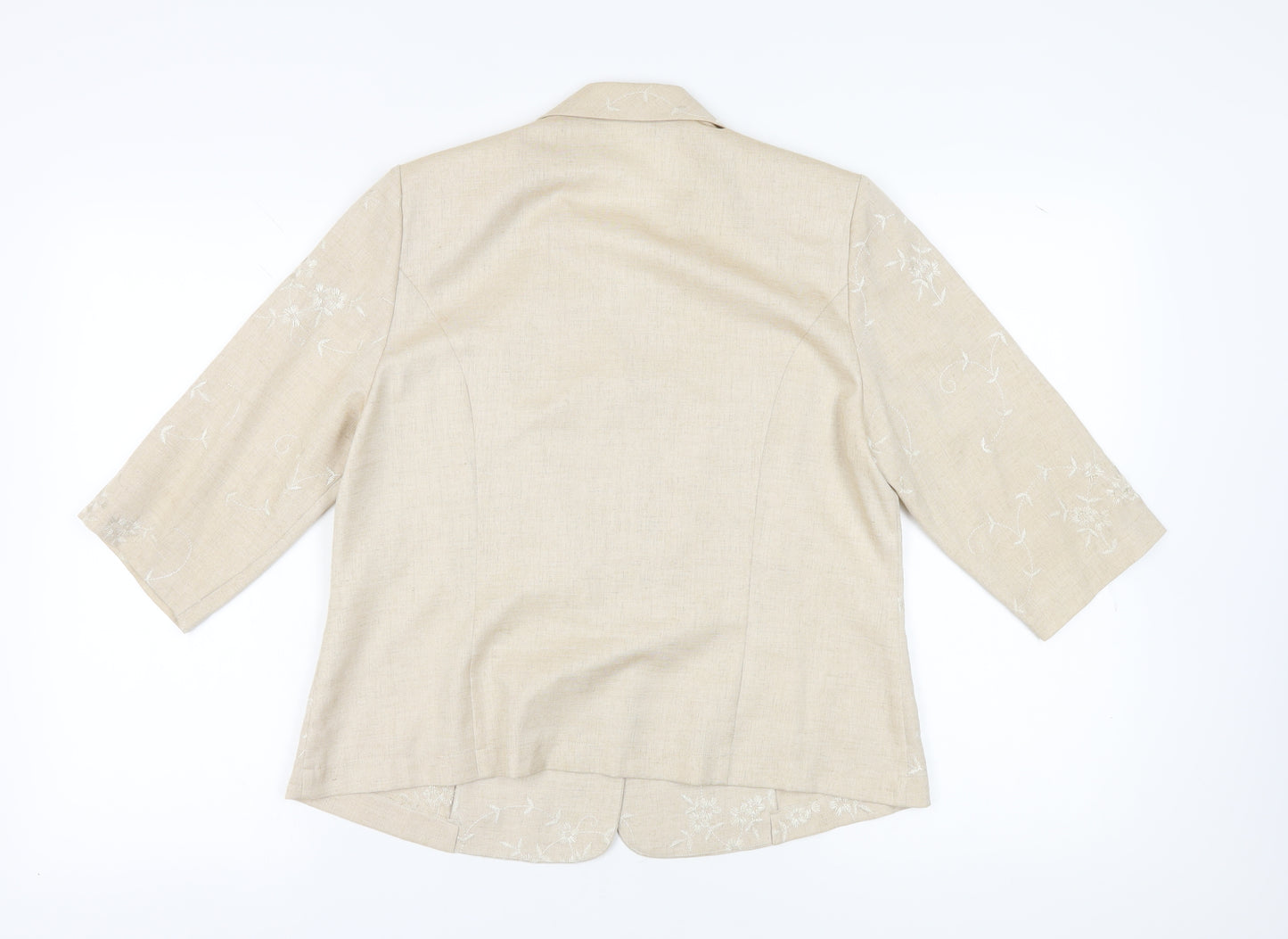 Eastex Beige Women's Blazer, Size 14, Floral Pattern