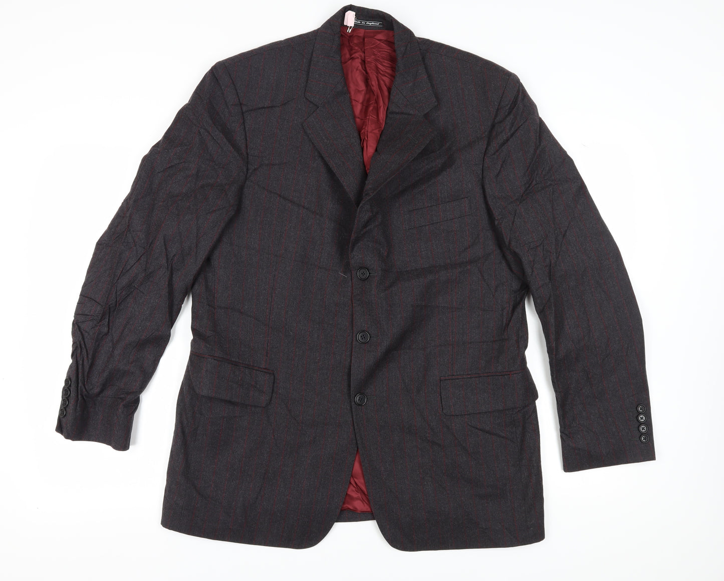 Austin Reed Men's Grey 42R Blazer Wool Striped