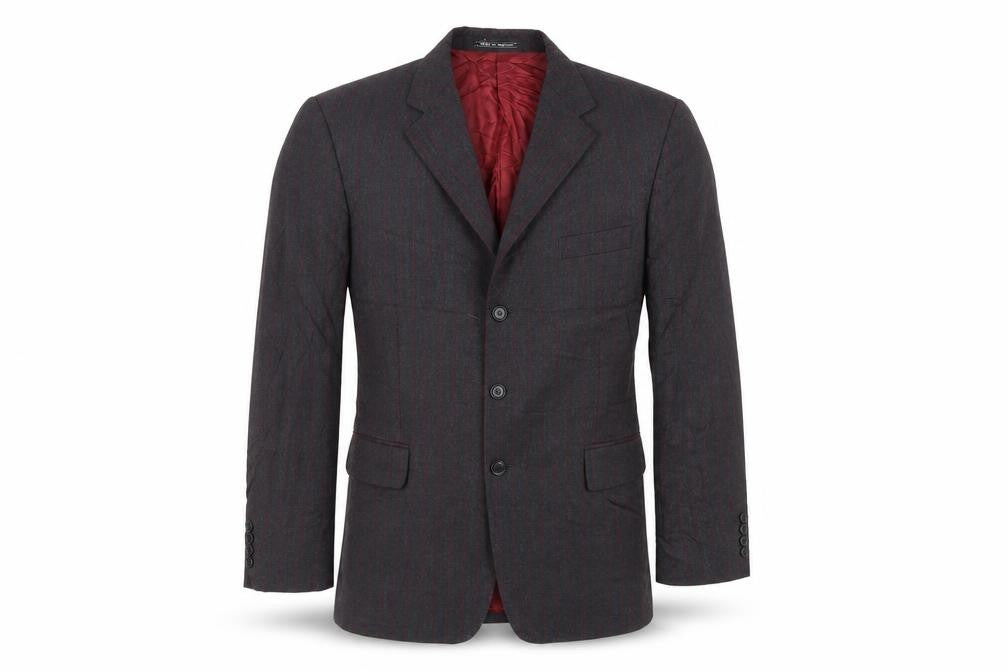 Front view of Austin Reed Men's Grey 42R Blazer Wool Striped