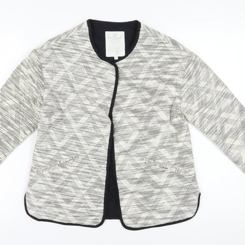 White Stuff Women's Grey Blazer, Size 8, Geometric, Casual