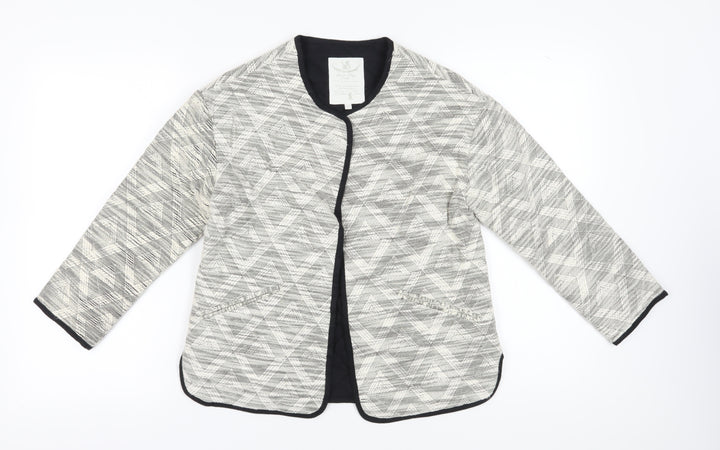 White Stuff Women's Grey Blazer, Size 8, Geometric, Casual