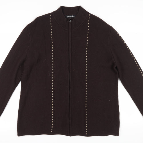 Jacques Vert Women's XL Brown Full Zip Jumper
