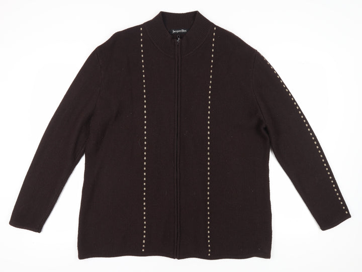 Jacques Vert Women's XL Brown Full Zip Jumper