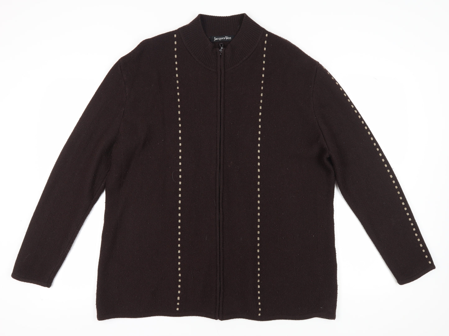 Jacques Vert Women's XL Brown Full Zip Jumper