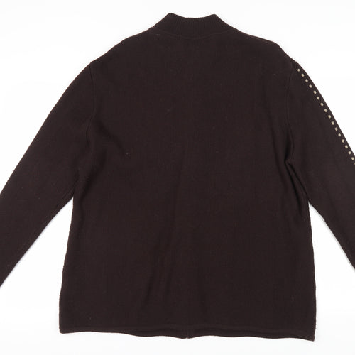 Jacques Vert Women's XL Brown Full Zip Jumper