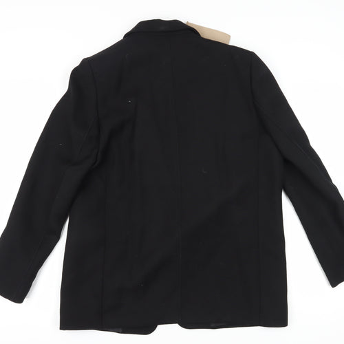 Massimo Dutti Women's Black Wool Blazer, Size 12, Regular Fit