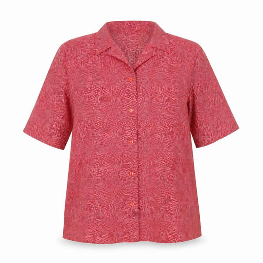 Front view of Viyella Women's Red Polka Dot Button-Up Shirt, size 14