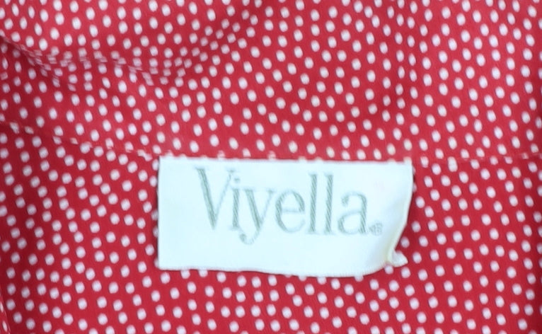 Viyella Women's Red Polka Dot Button-Up Shirt Size 14
