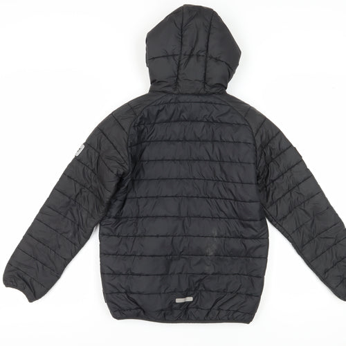 Jack Wolfskin Boys Black Puffer Jacket 8-9Yrs Hooded