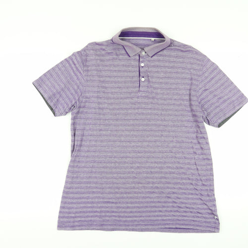 Jeff Banks Men's Purple M Striped Short Sleeve Polo