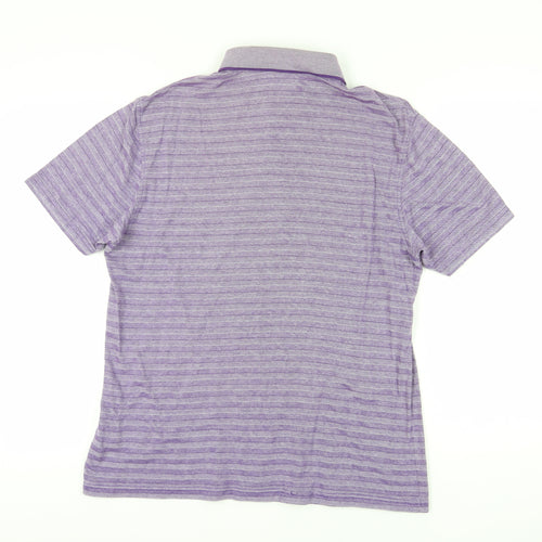 Jeff Banks Men's Purple M Striped Short Sleeve Polo