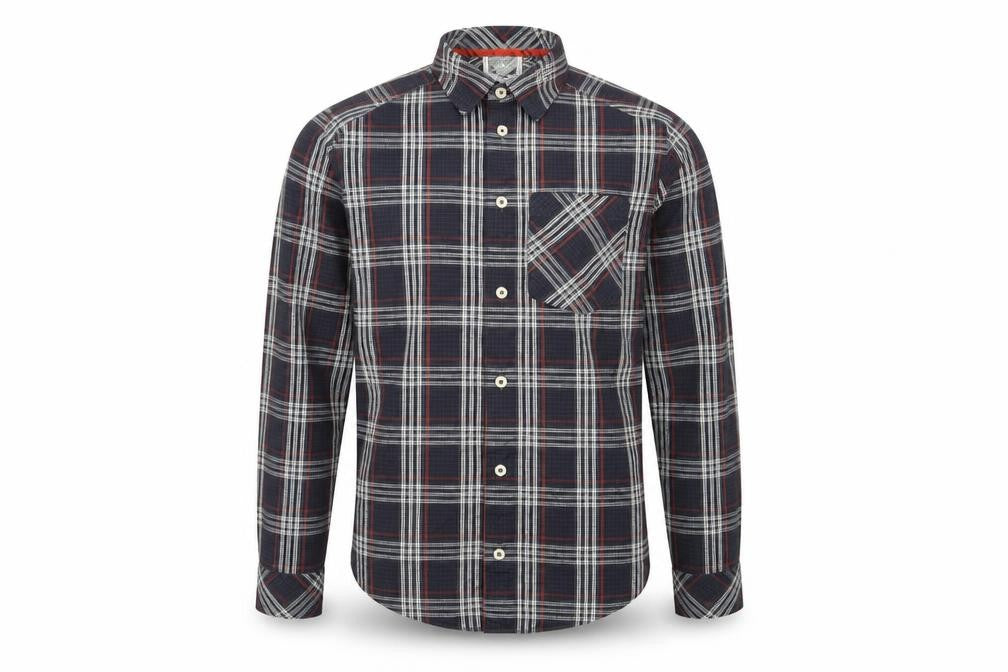 Front view of Adidas Men's Multicoloured XS Plaid Long Sleeve Shirt