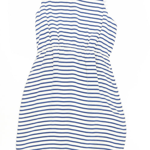 J.Crew Women's Blue Striped Silk Sheath Dress Size 6