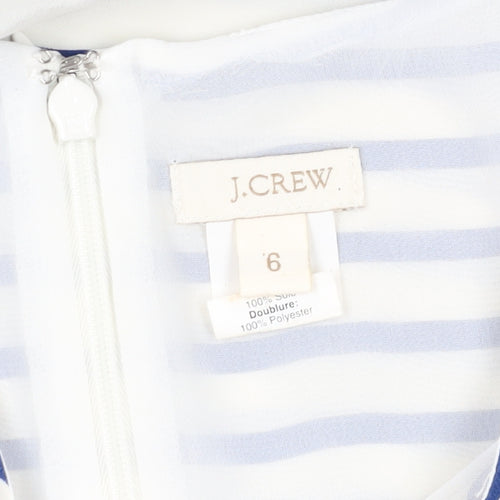 J.Crew Women's Blue Striped Silk Sheath Dress Size 6