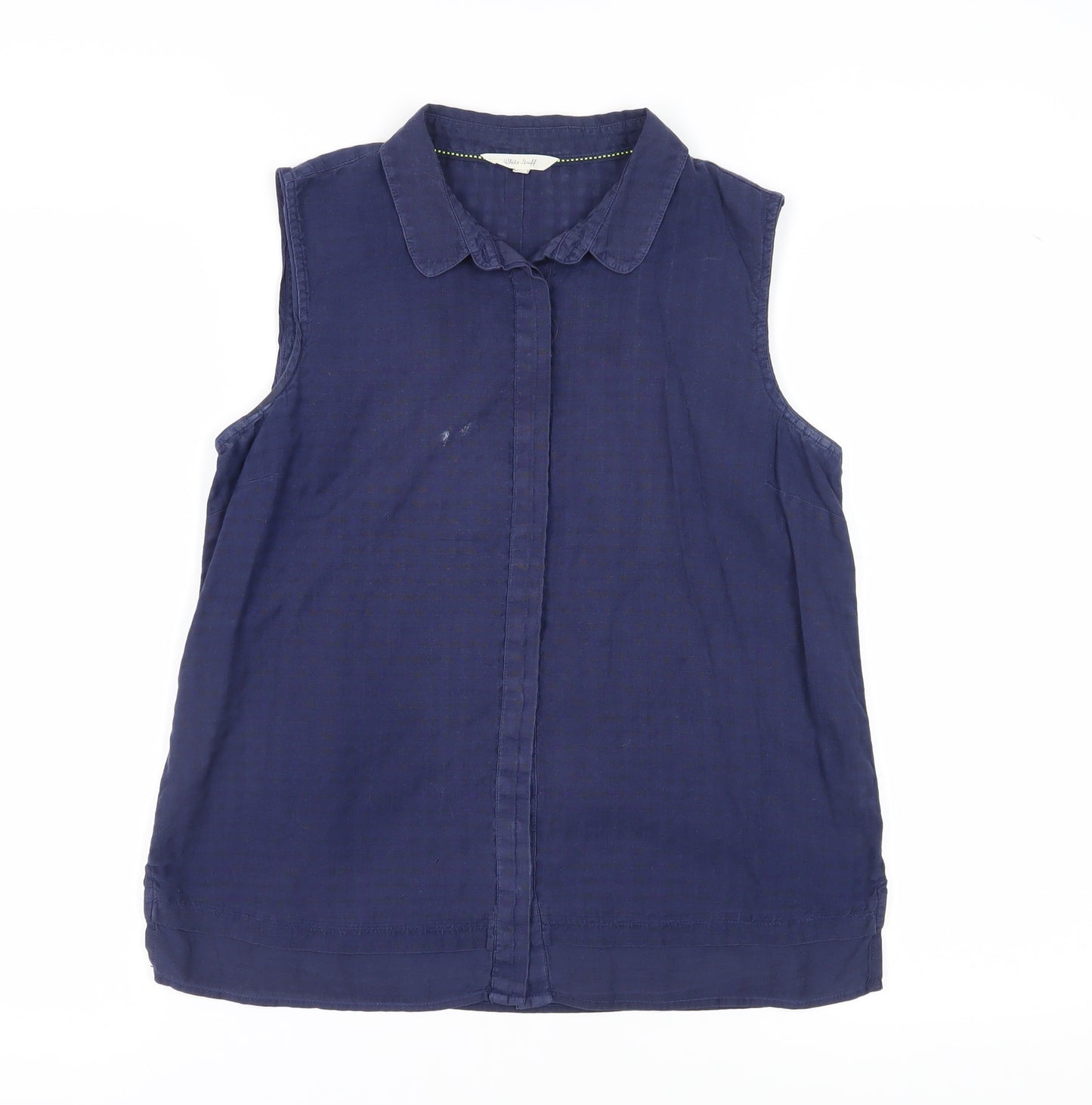 White Stuff Women’s Blue Collared Sleeveless Blouse