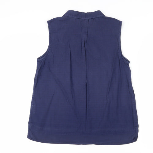 White Stuff Women’s Blue Collared Sleeveless Blouse