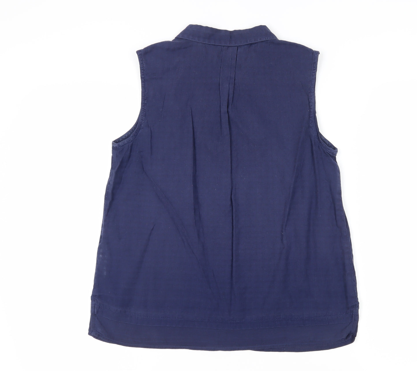White Stuff Women’s Blue Collared Sleeveless Blouse