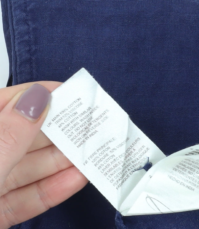 White Stuff Women’s Blue Collared Sleeveless Blouse