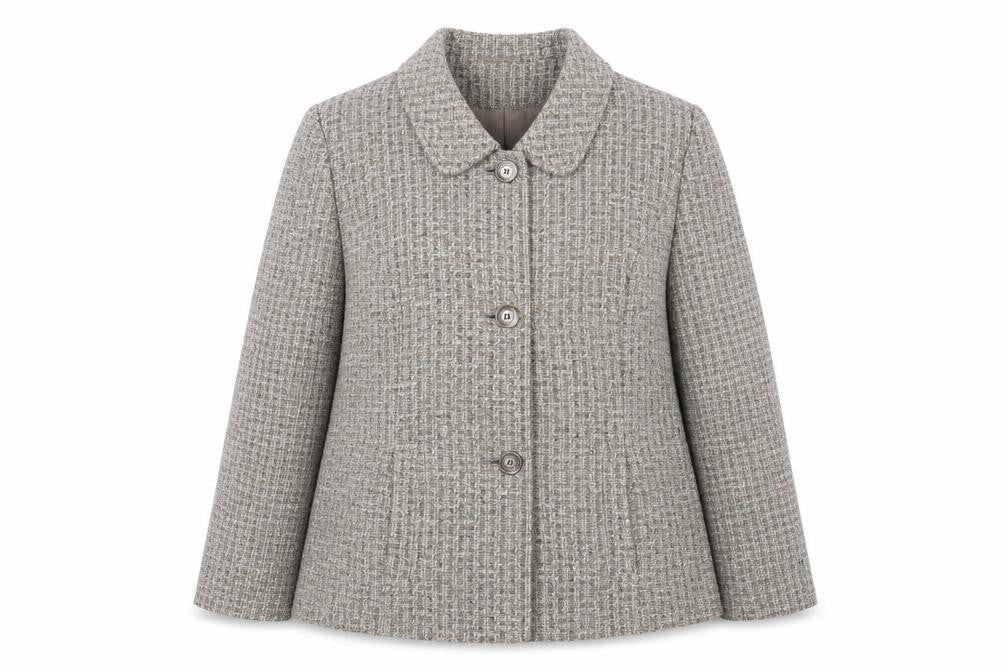 Front view of Eastex Women's Grey Check Blazer, size 14, Classic Fit