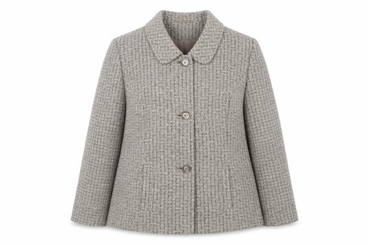 Front view of Eastex Women's Grey Check Blazer, size 14, Classic Fit