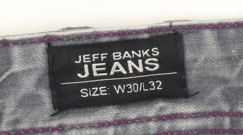 Jeff Banks Mens Grey Straight Jeans Size 30