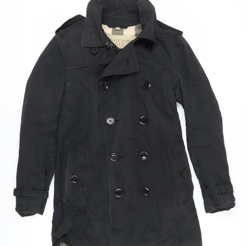 Burberry Brit Women's Black Trench Coat Size S Classic Style