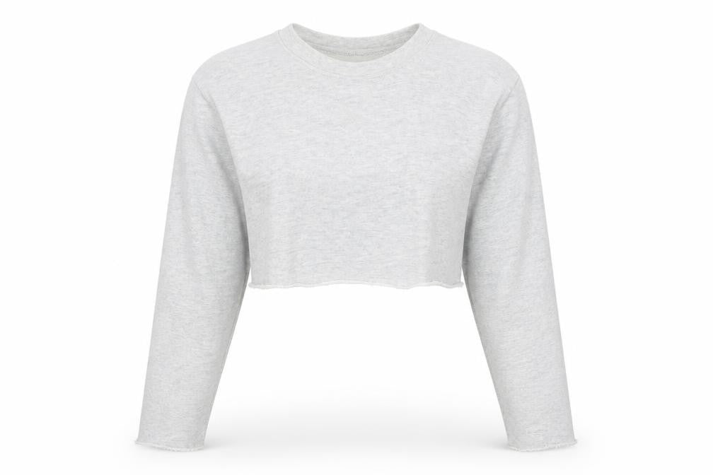 Front view of Calvin Klein Women's Grey Cropped Sweatshirt S