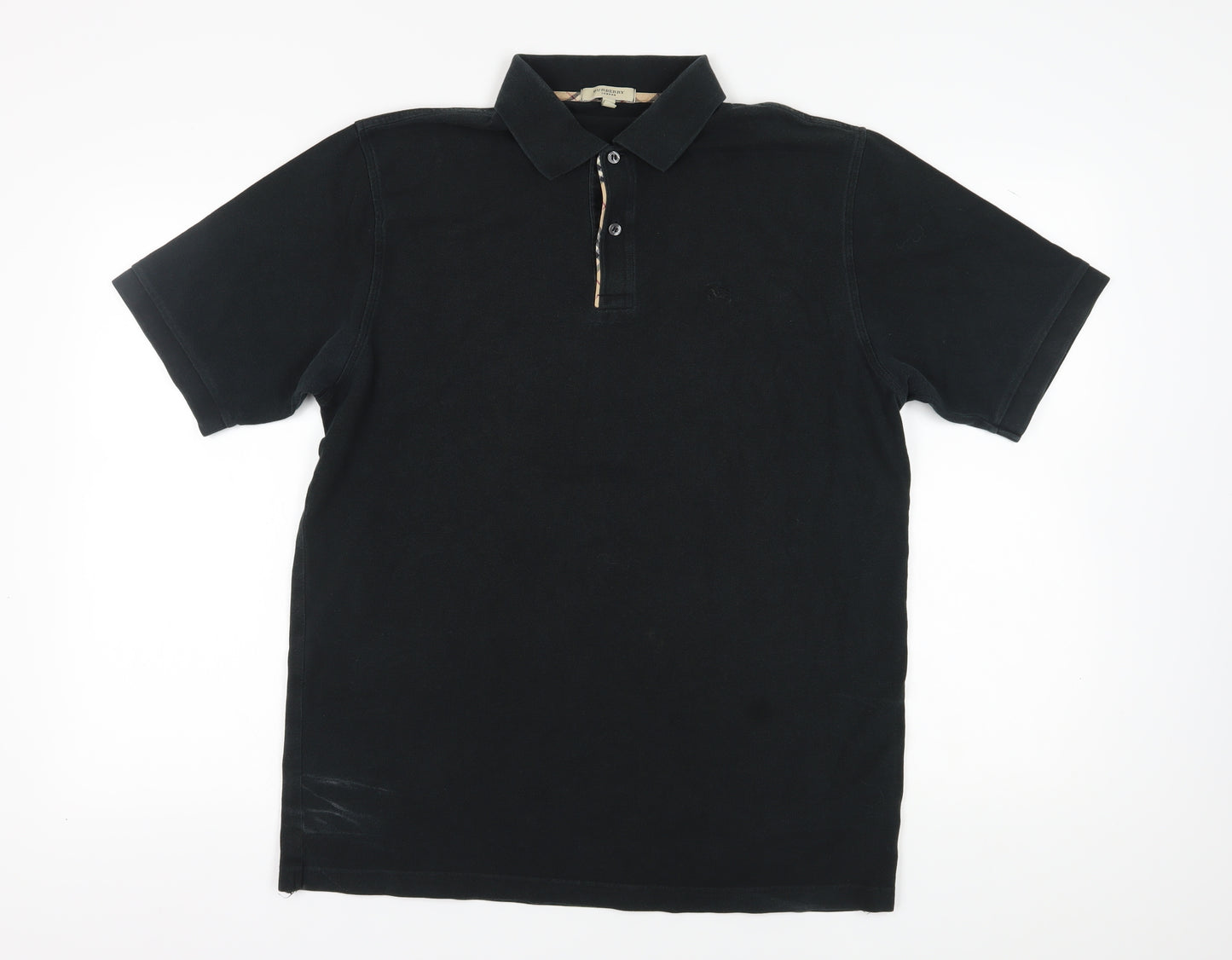 Burberry Men's Black Polo Shirt - Size L Classic Style
