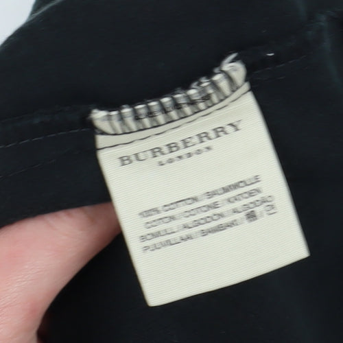 Burberry Men's Black Polo Shirt - Size L Classic Style