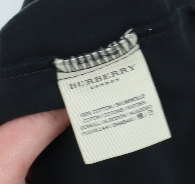 Burberry Men's Black Polo Shirt - Size L Classic Style