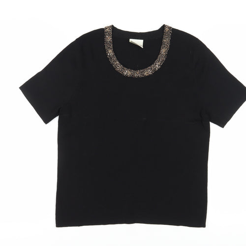 Eastex Women's Black Beaded Knit Top Size 12