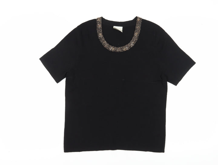 Eastex Women's Black Beaded Knit Top Size 12
