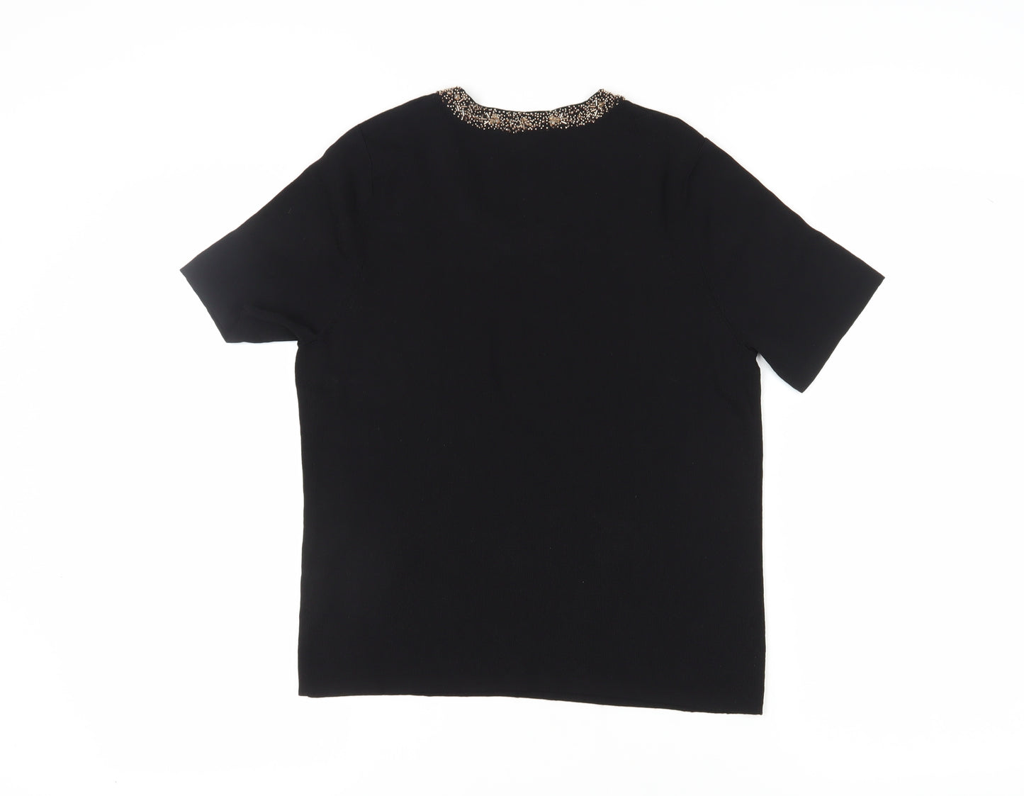 Eastex Women's Black Beaded Knit Top Size 12