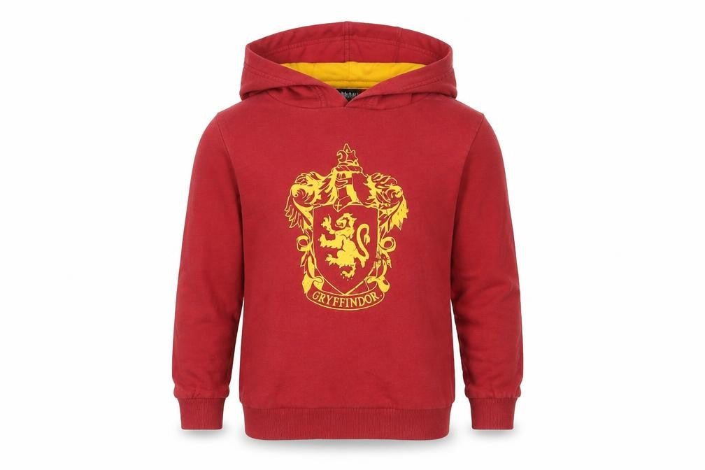Front view of Harry Potter girls’ red hoodie 5-6 years gryffindor pullover