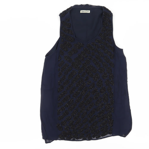 Whistles Women's Blue Sequin Tank Top, Size 8