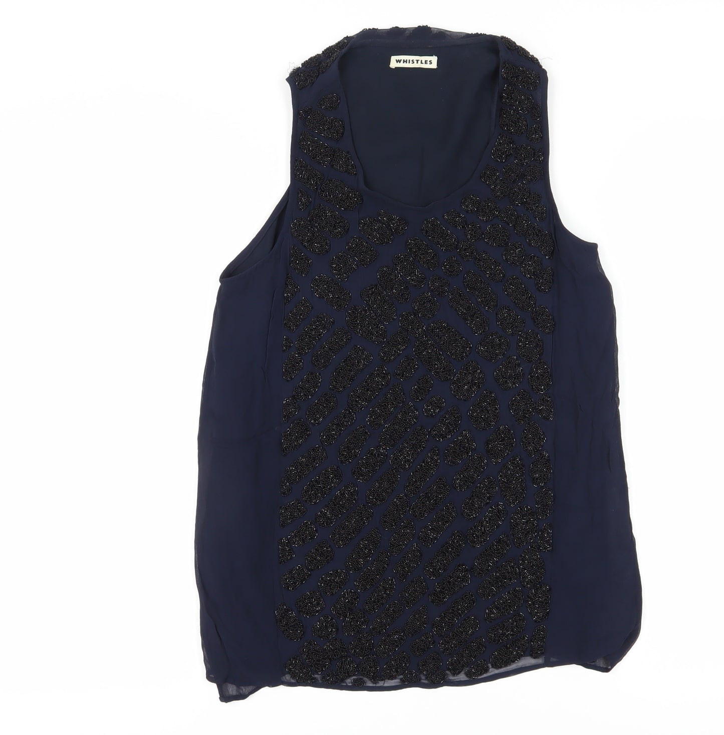 Whistles Women's Blue Sequin Tank Top, Size 8