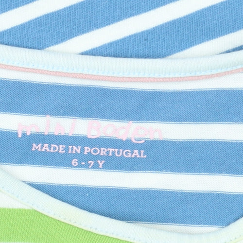 Mini Boden Girls Multicoloured Striped T-Shirt, 6-7 Years, Crew Neck