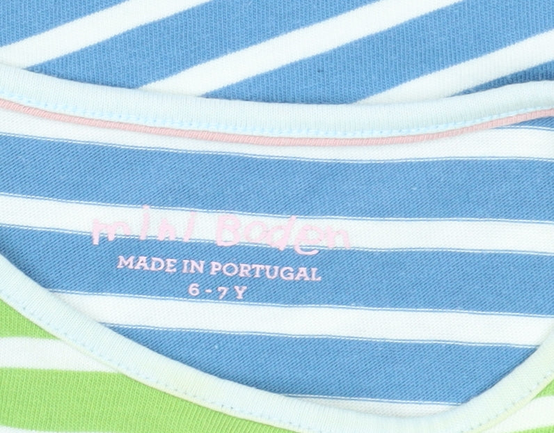 Mini Boden Girls Multicoloured Striped T-Shirt, 6-7 Years, Crew Neck