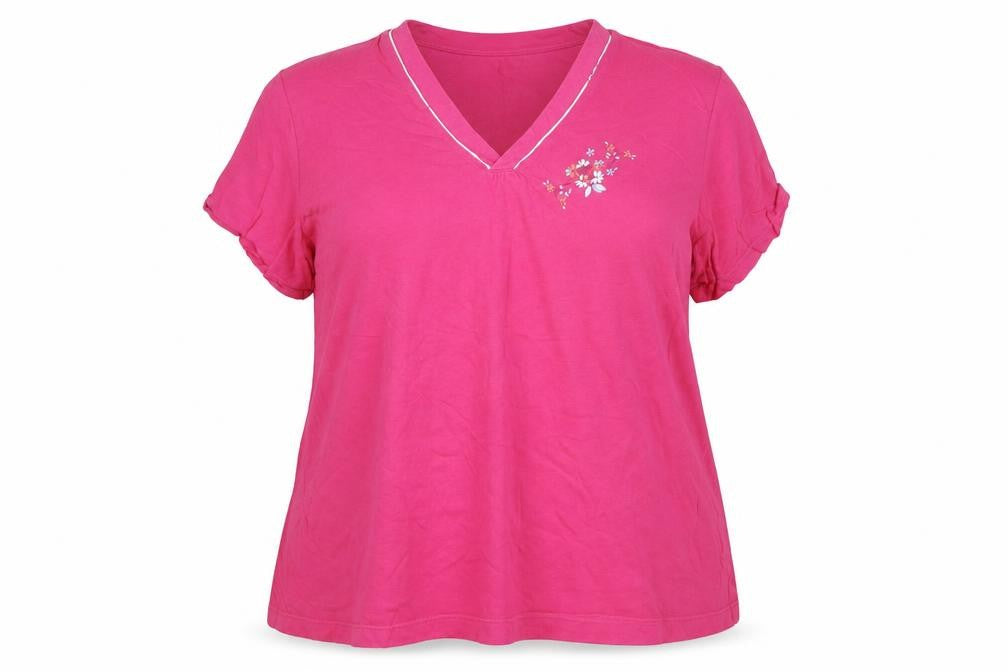 Damart Women's Pink 2XL V-Neck T-Shirt