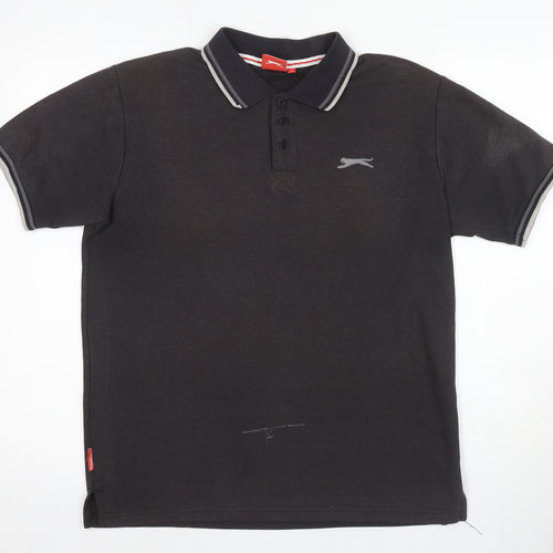 Slazenger Men's Black M Polo Shirt Collared Logo Casual