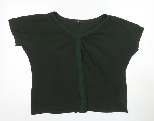 Gap Women's Green V-Neck T-Shirt L