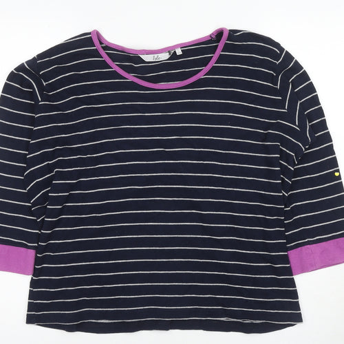 Isle Women's Black Striped 3/4 Sleeve Jersey T-Shirt