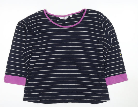 Isle Women's Black Striped 3/4 Sleeve Jersey T-Shirt