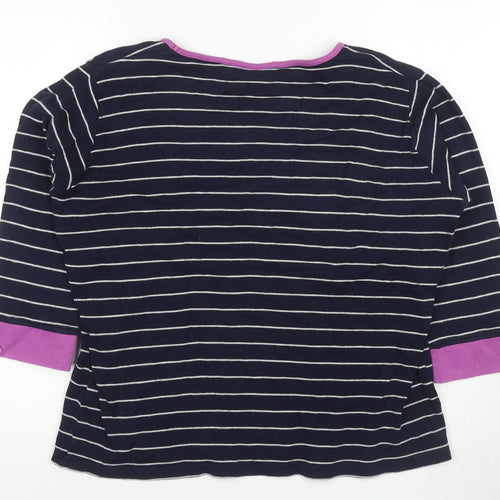 Isle Women's Black Striped 3/4 Sleeve Jersey T-Shirt